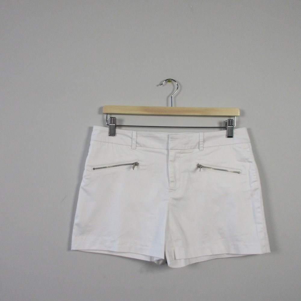 Club Monaco Chino Shorts Women 6 White Zip Cotton Low Rise y2k Casual 204